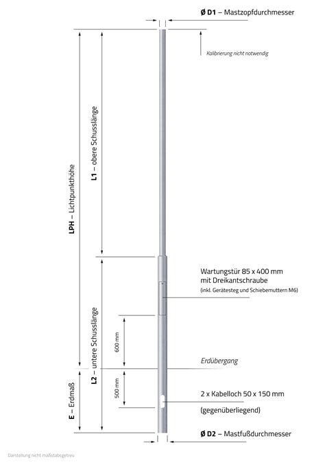 5m Leuchtenmast / Lichtmast abgesetzt Stahl.